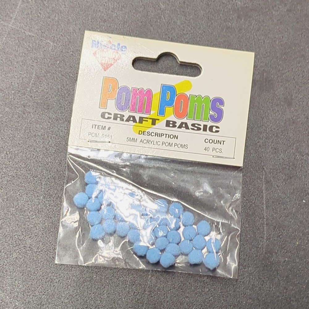 Craft Basic Light Blue Acrylic Pom Poms 5mm 40 Pcs Craft POM-9151
